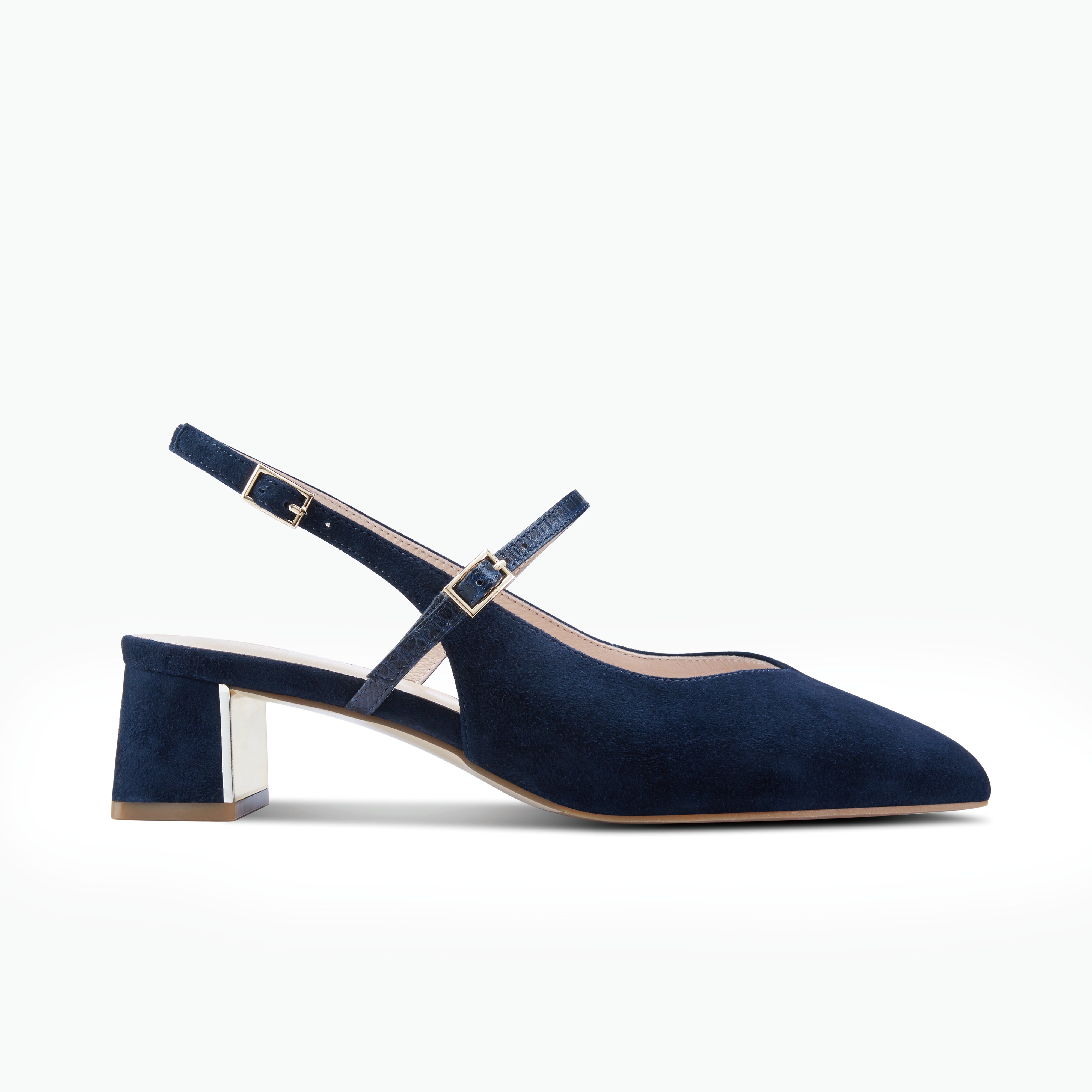 Harper Slingback Heel | Navy suede