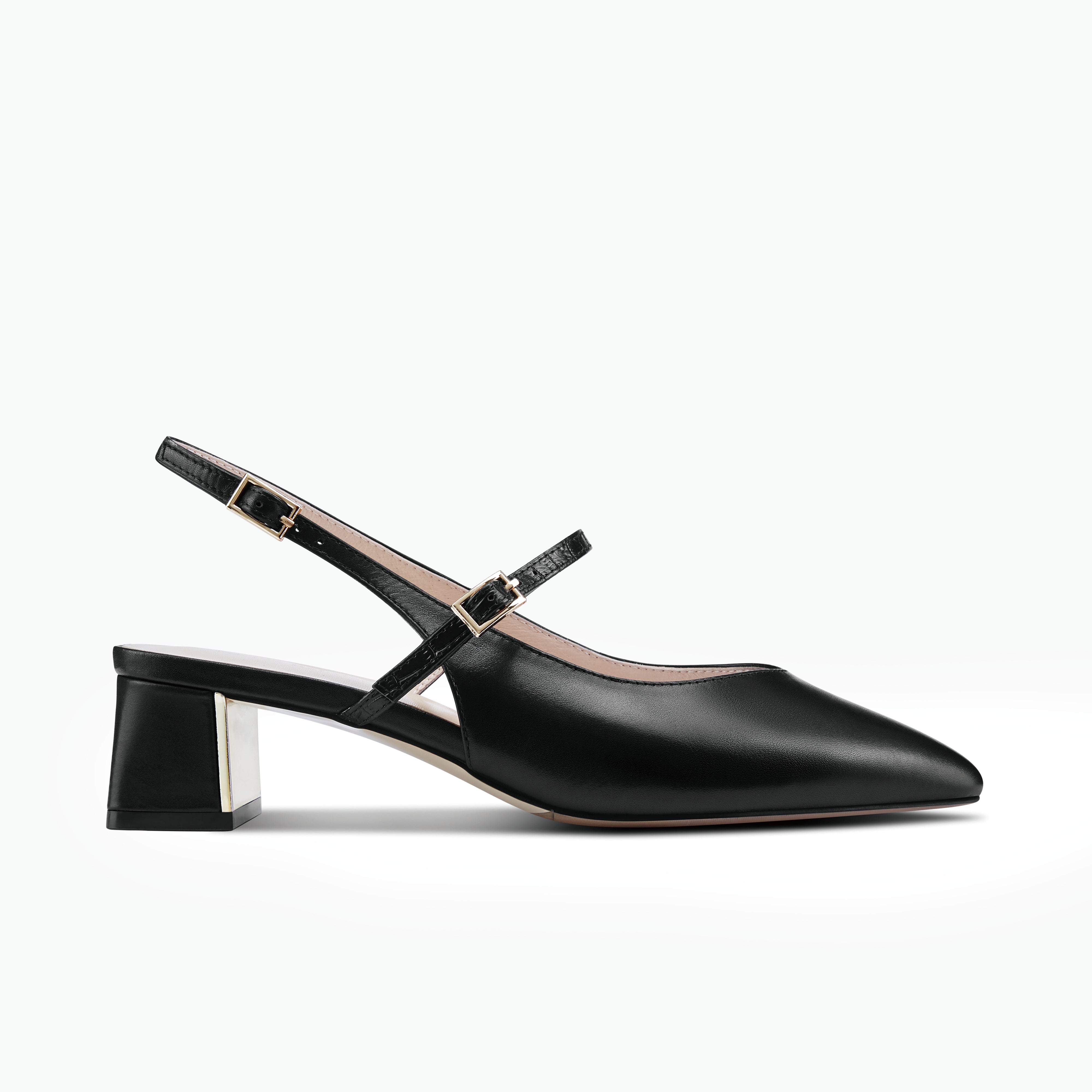 Harper Slingback Heel | Black leather