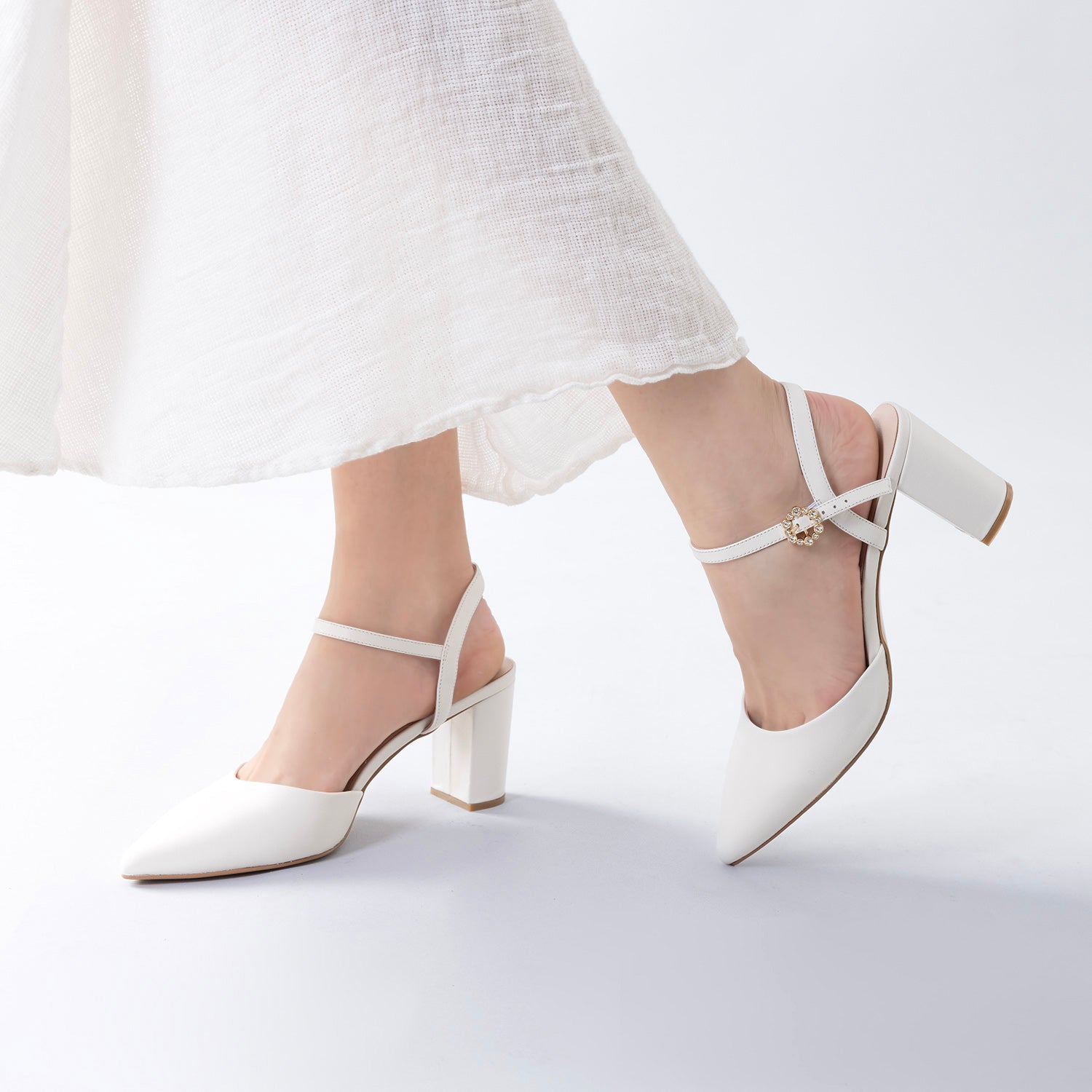 Alesha Heel 75mm | Cream leather