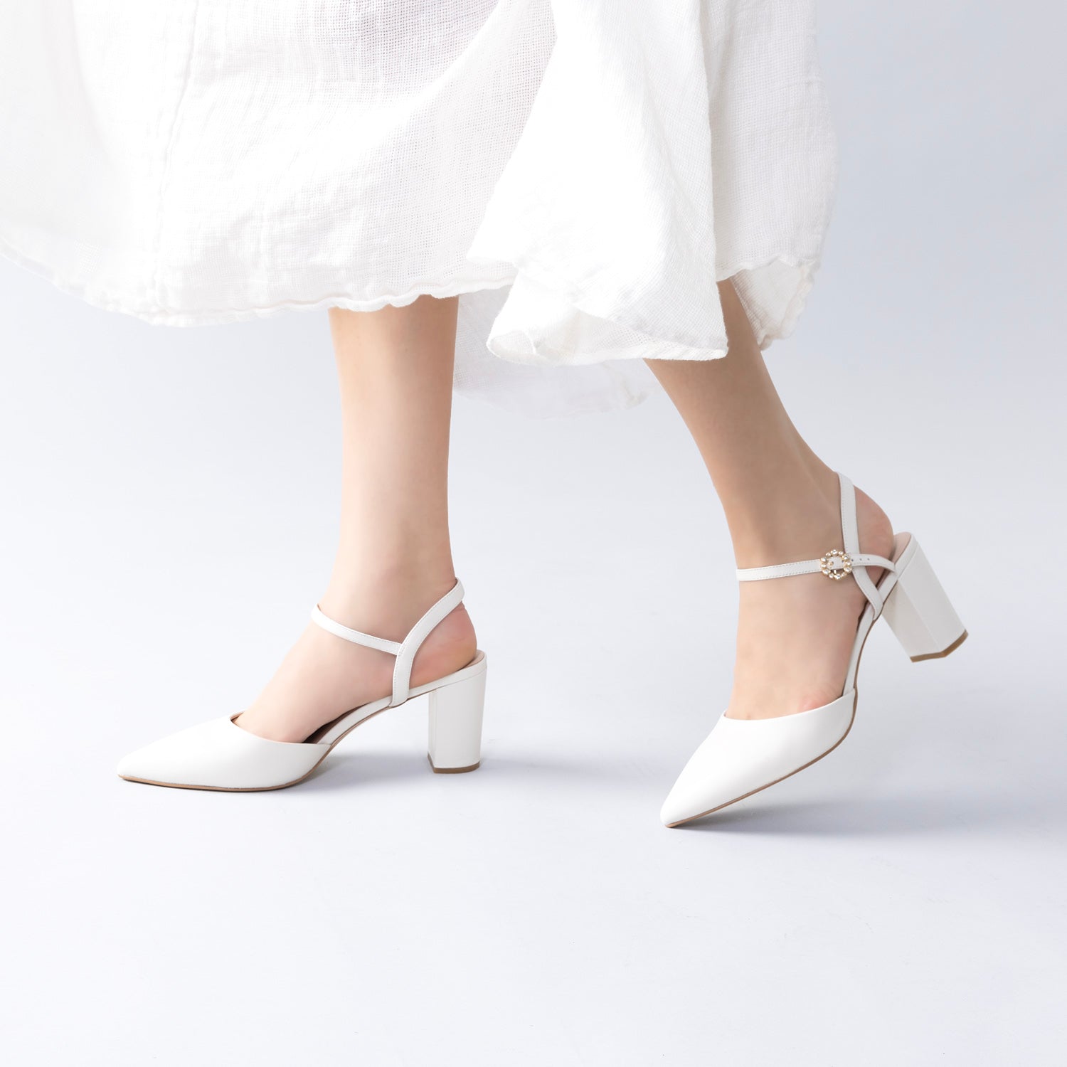 Alesha Heel 75mm | Cream leather