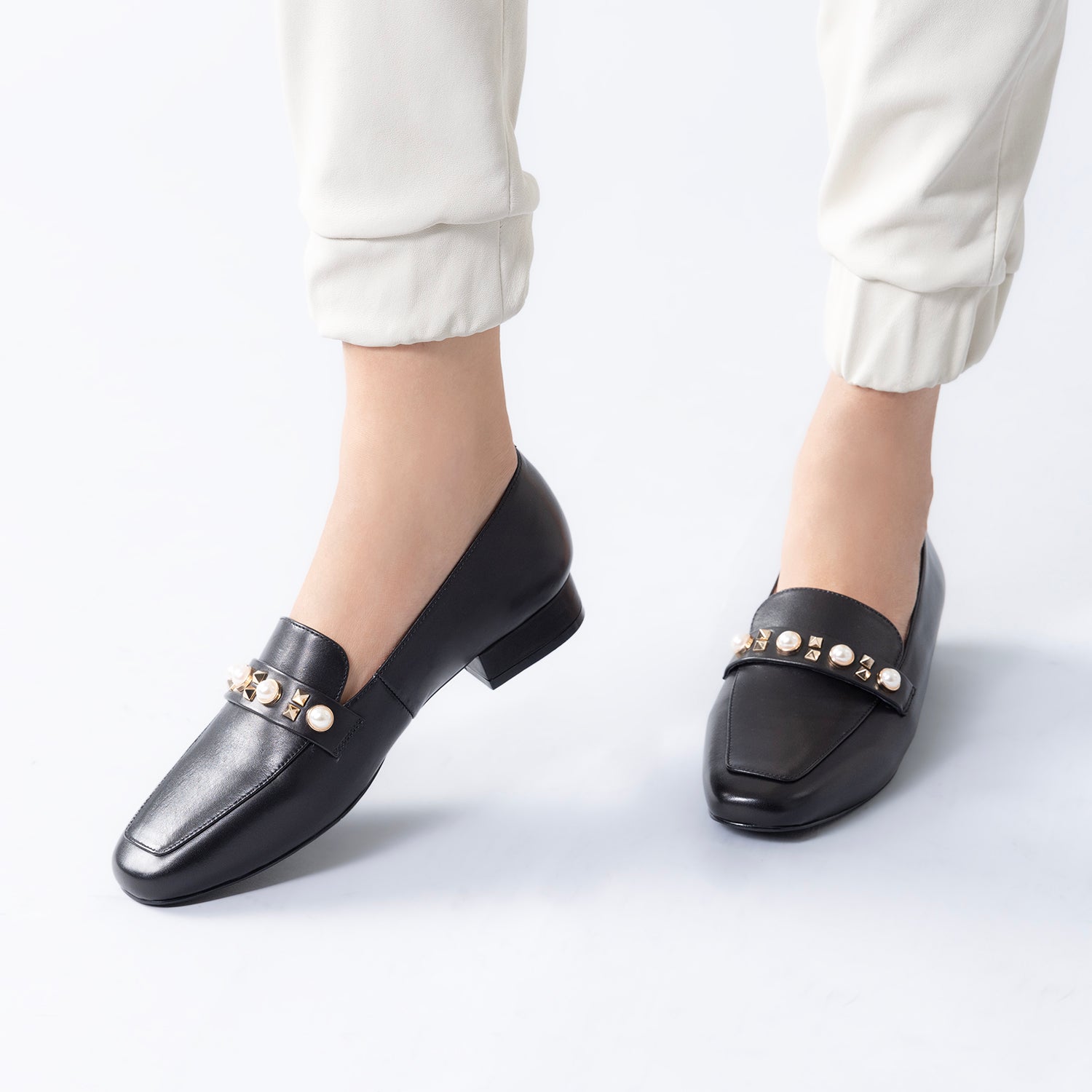 Alixa Loafer 25mm | Black leather