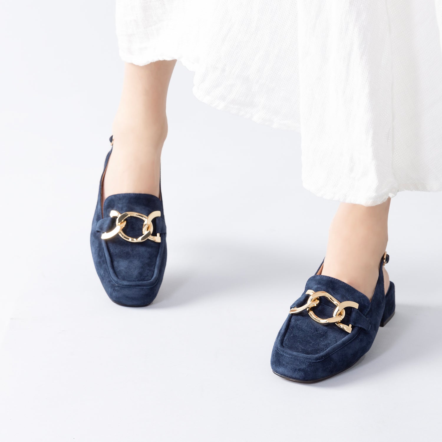 Boston Slingback Loafer | Midnight suede