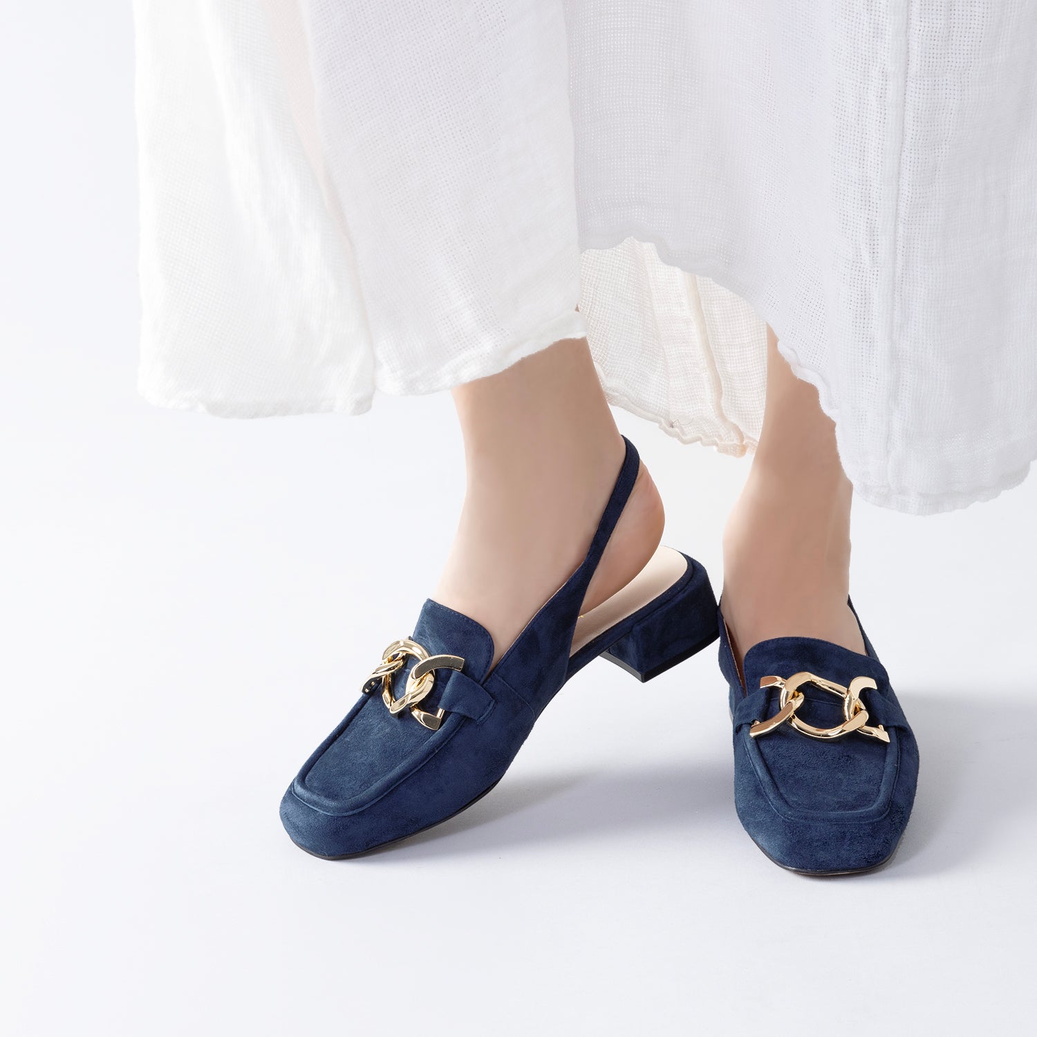 Boston Slingback Loafer | Midnight suede