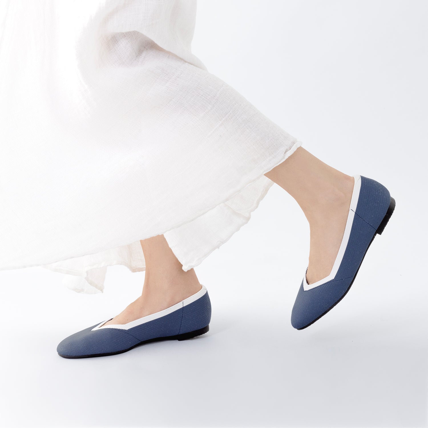 Florence Ballet Flat | Blue/cream