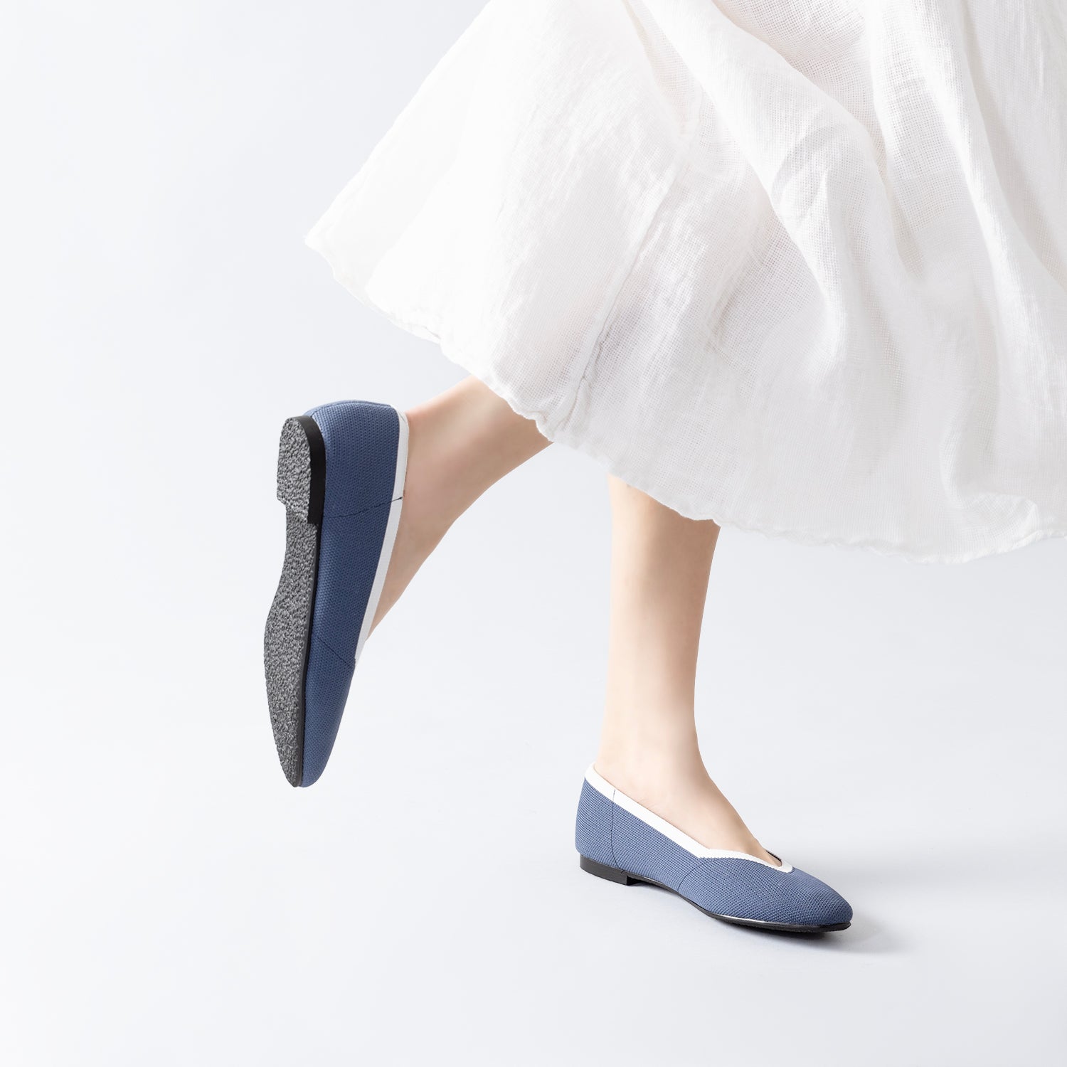 Florence Ballet Flat | Blue/cream