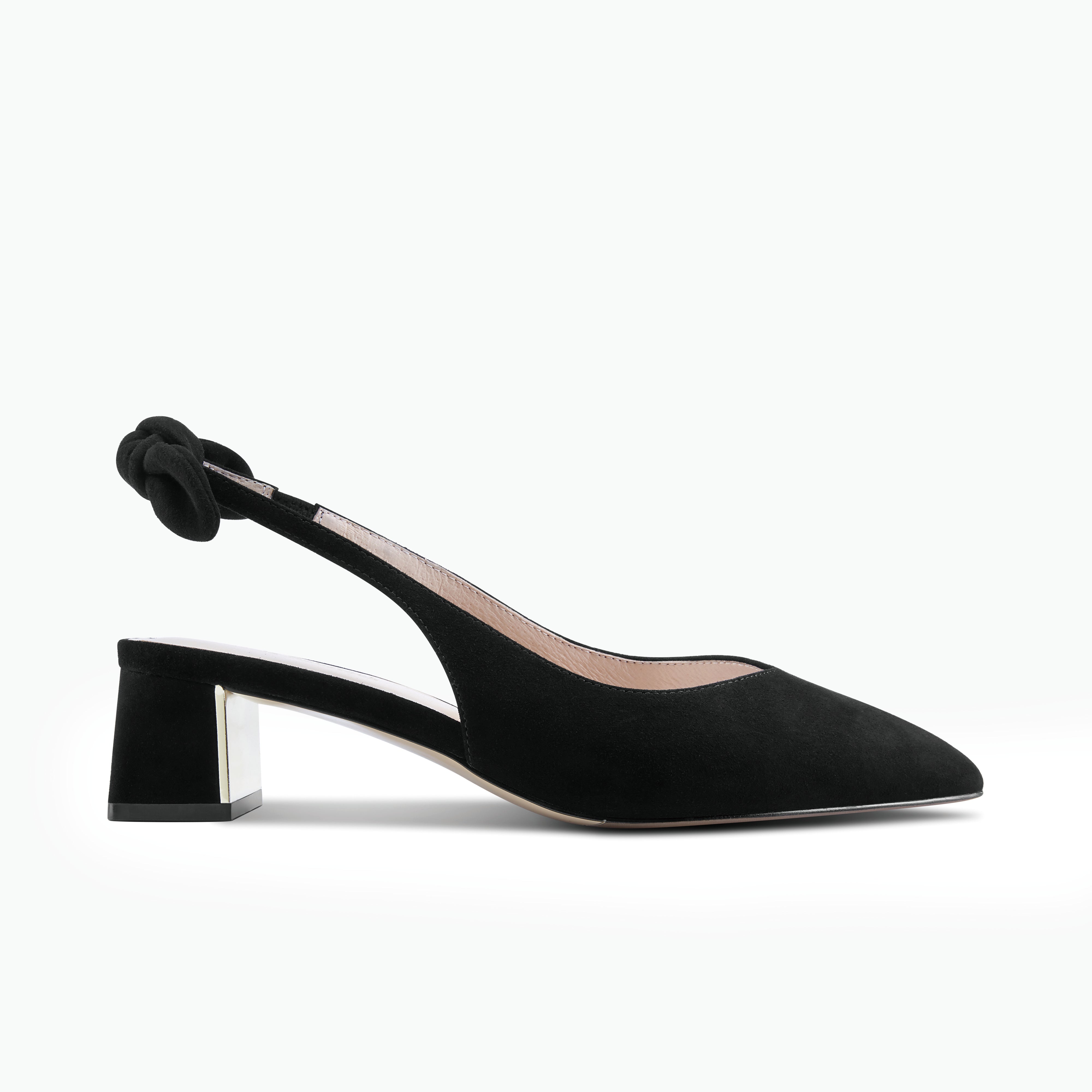 Hudson Slingback Heel | Black suede