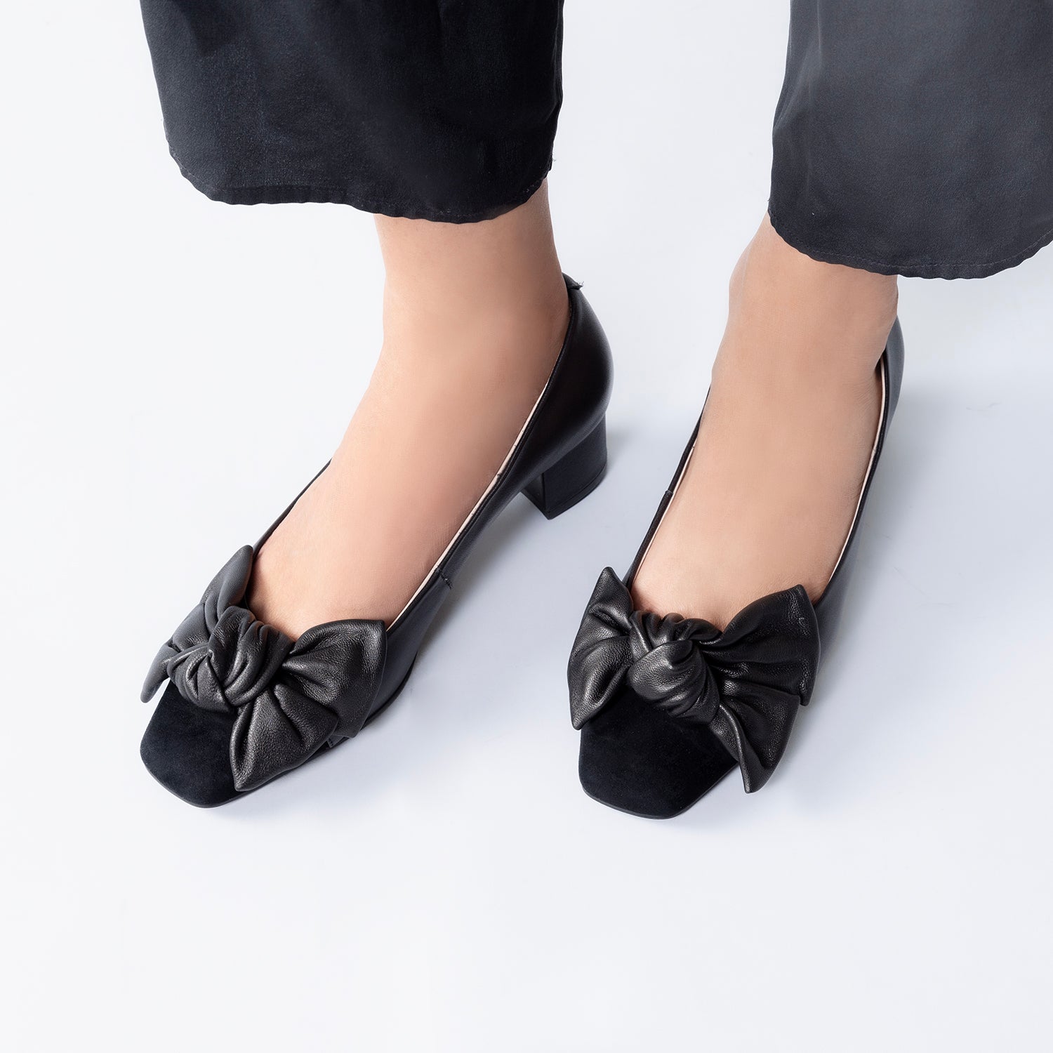 Marilyn Ballet Heel | Black leather/suede combo