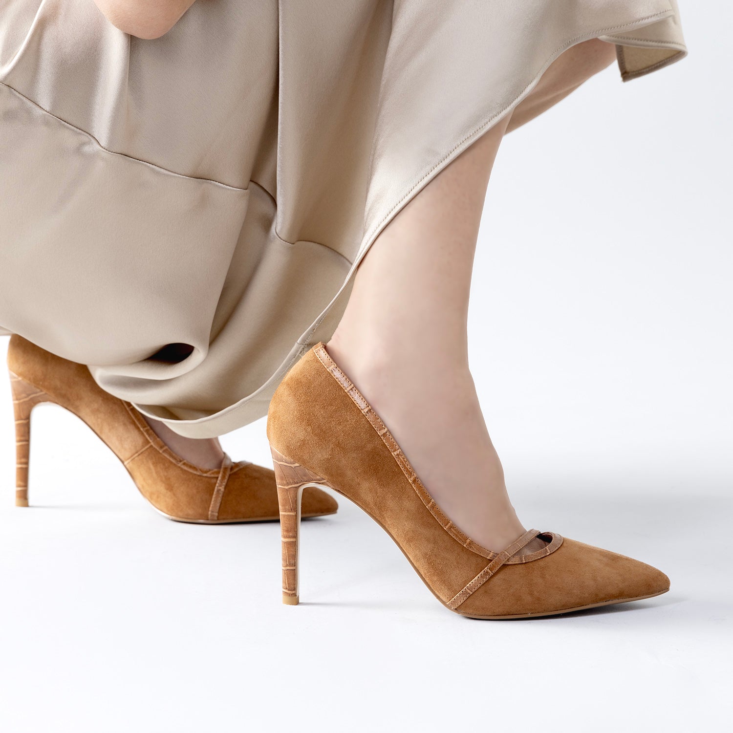 Nina 95mm Heel | Hazel brown combo