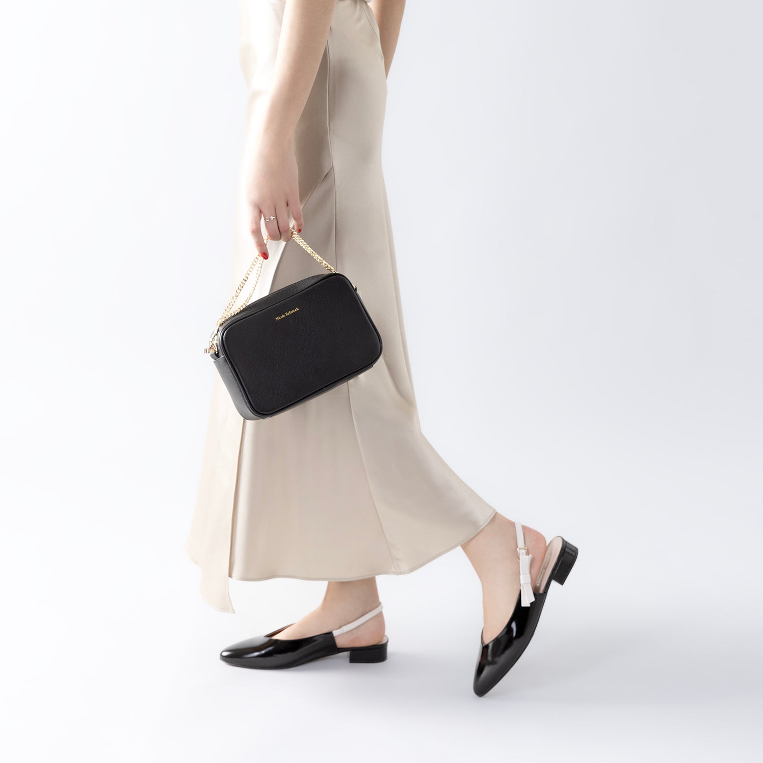 Raven Flat Slingback | Black/white combo