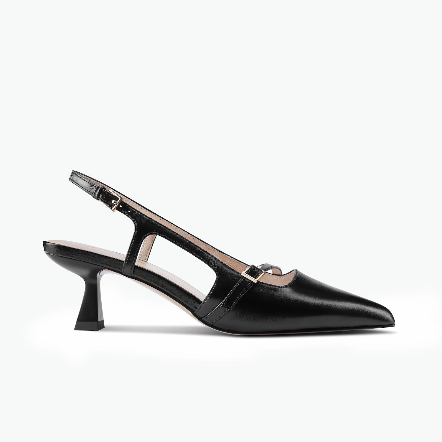 Sevilla Slingback Heel | Black oiled leather