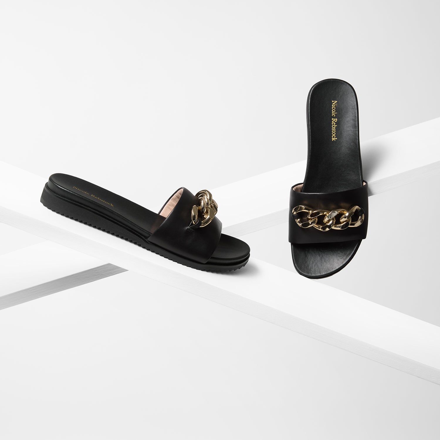 Bowie Slide Sandal | Black Leather