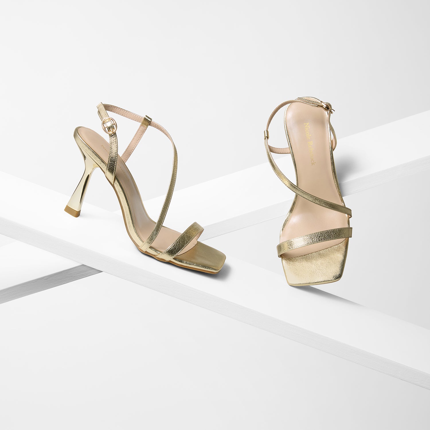 Gabby Sandal Heel | Gold Leather