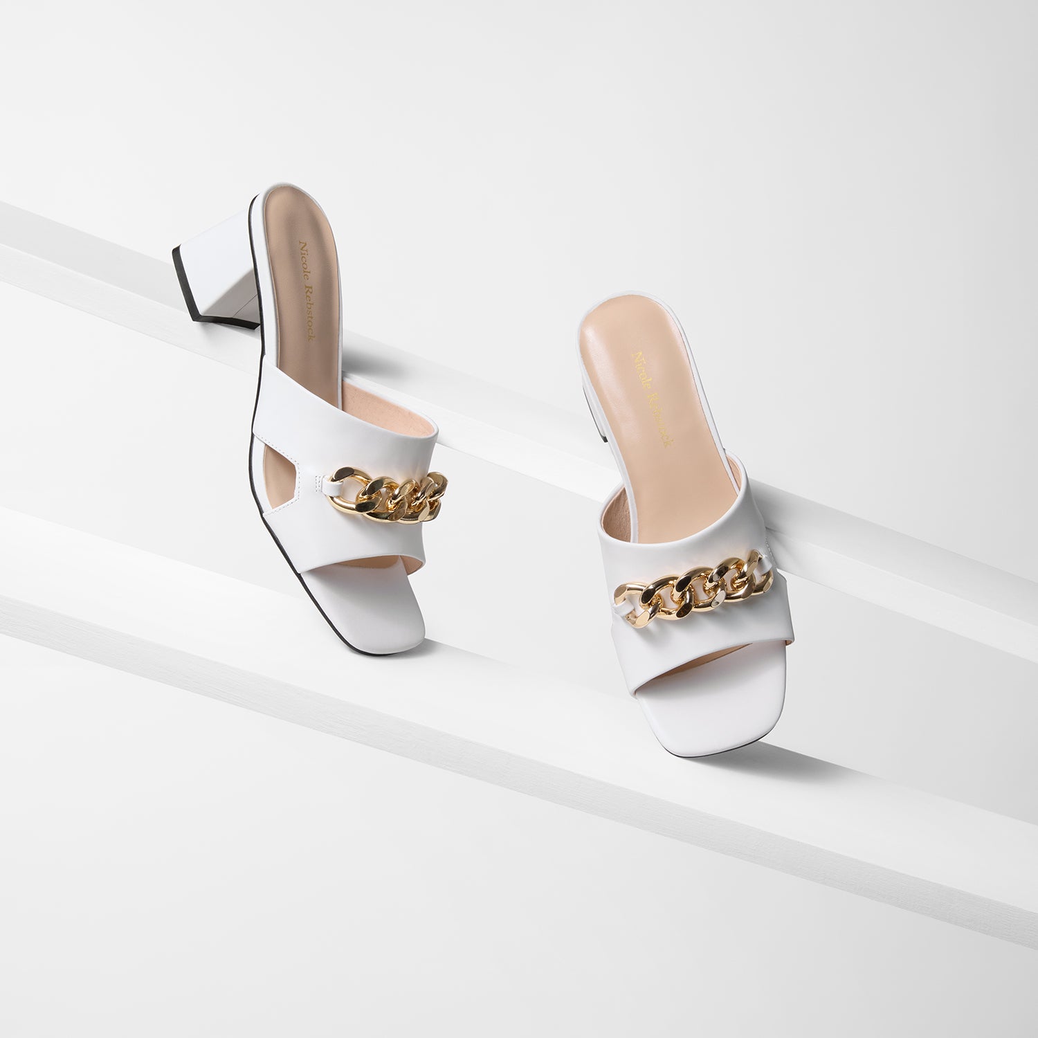 Evie Sandal Heel | White Leather