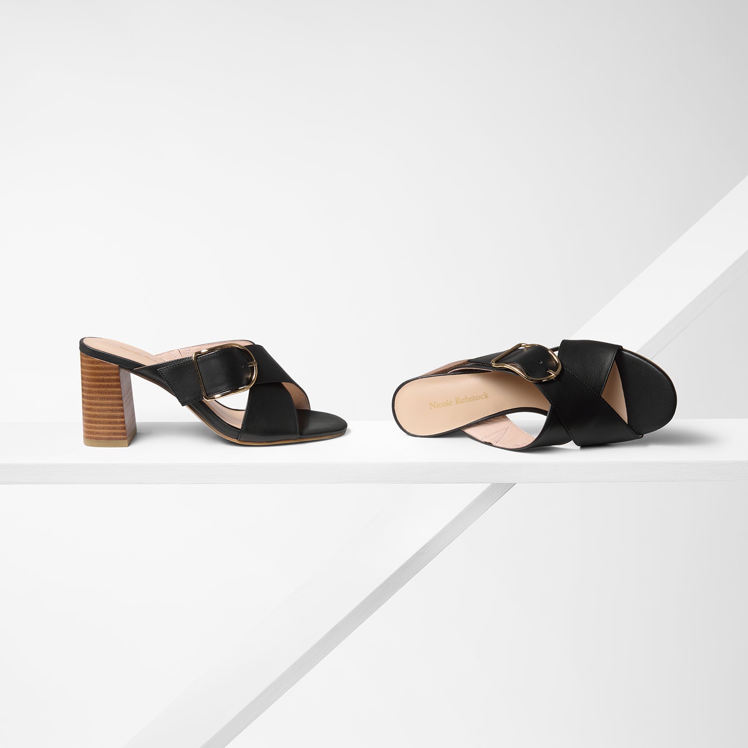 Kylie Sandal Heel | Black Leather