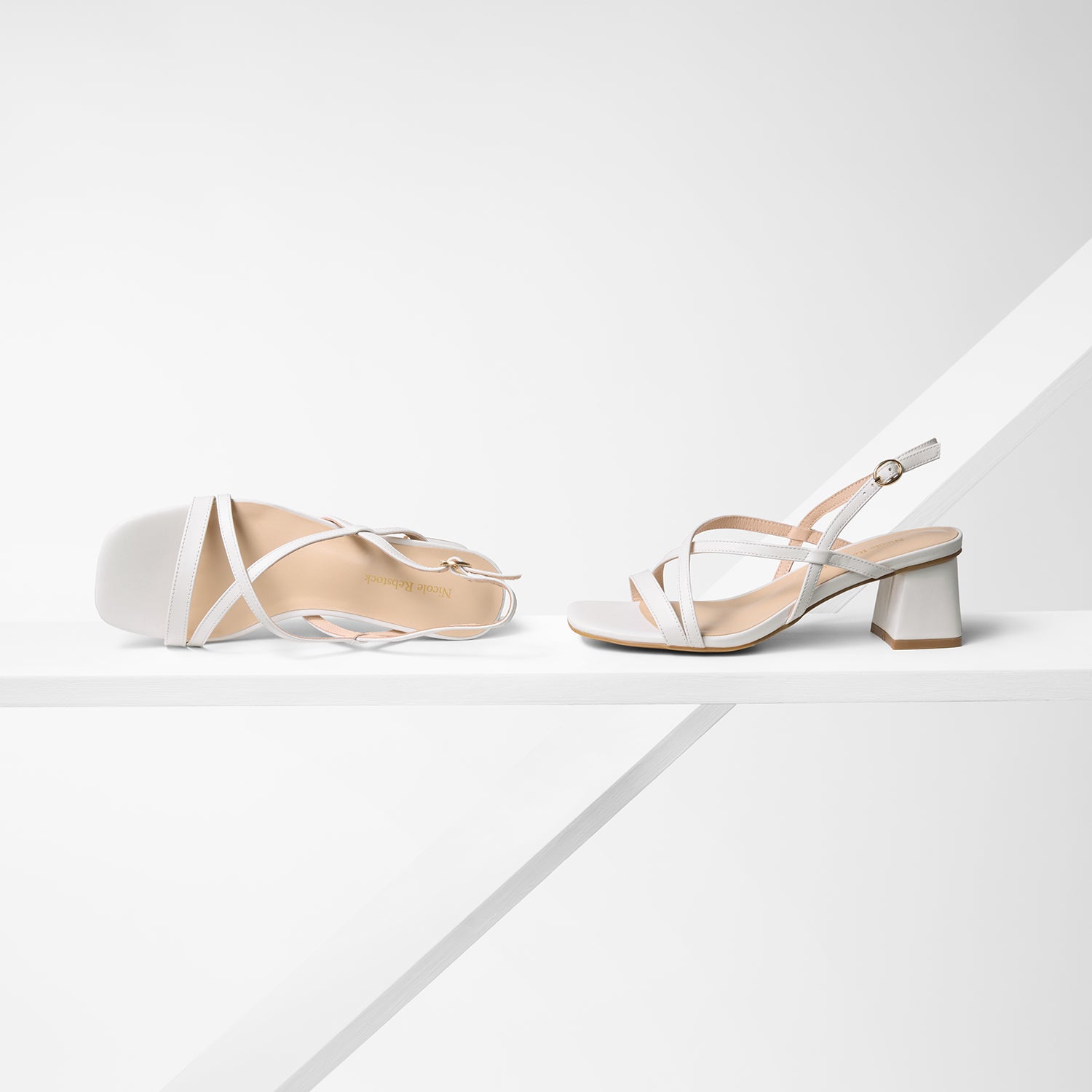 Ella Sandal Heel | White Leather