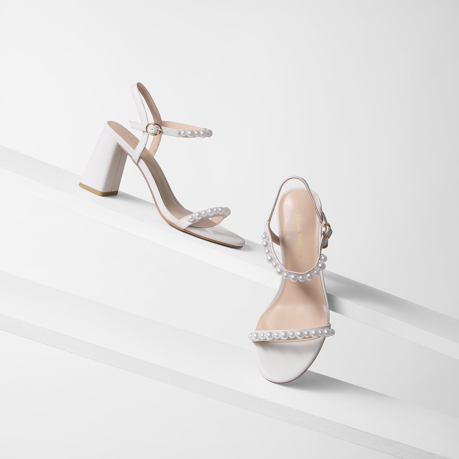 Flo Sandal Heel | Off-White Leather/Pearl