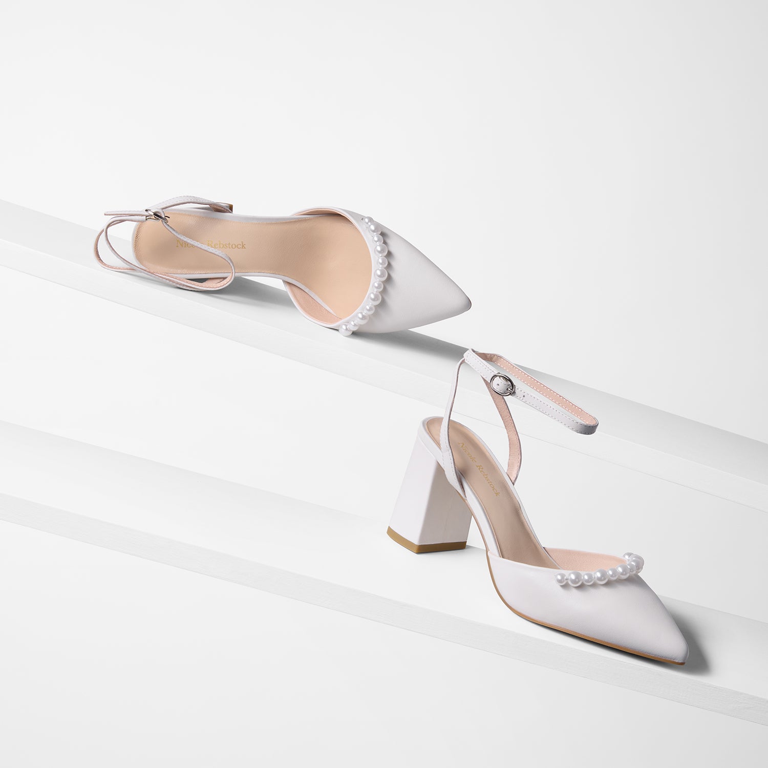 Ash Heel | White Leather/Pearl