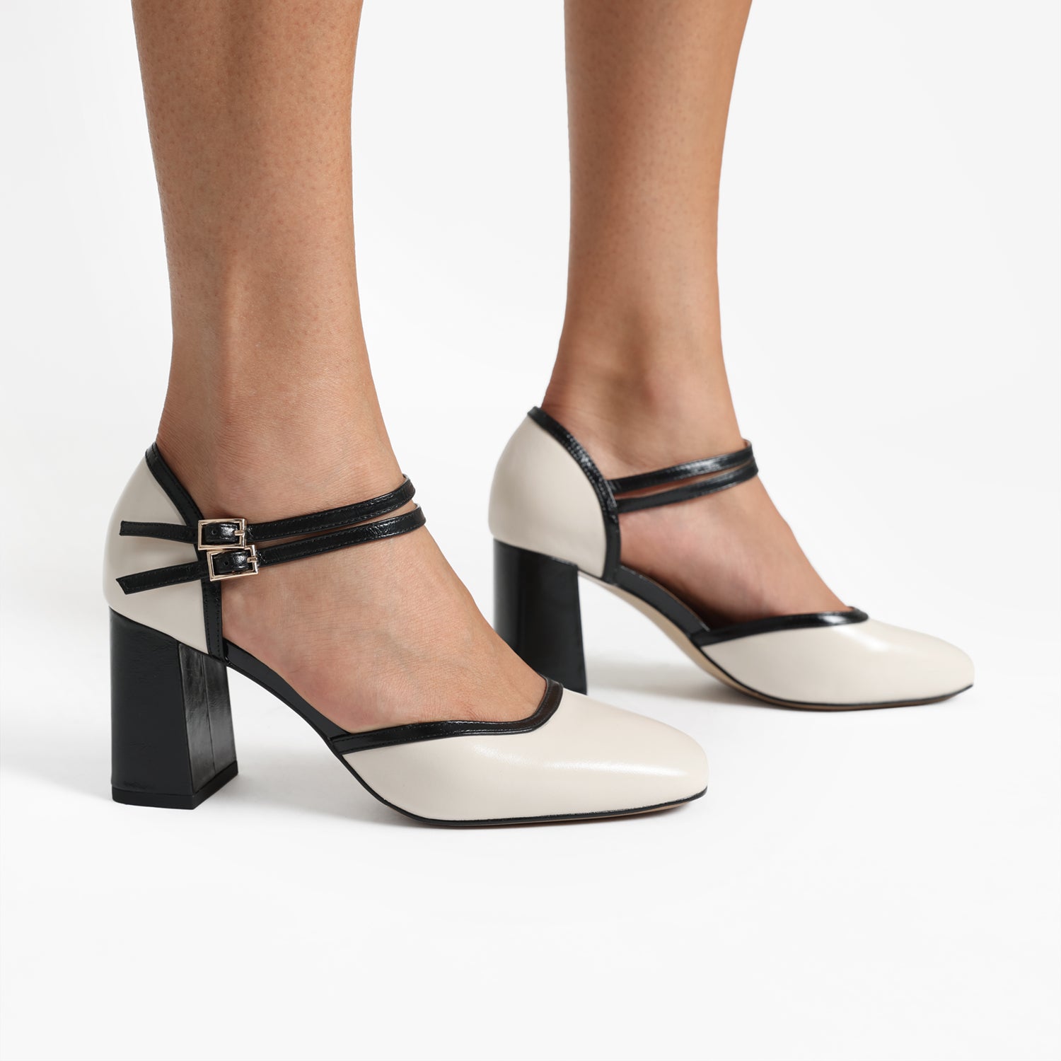 Jelico Heel | Black/ivory leather