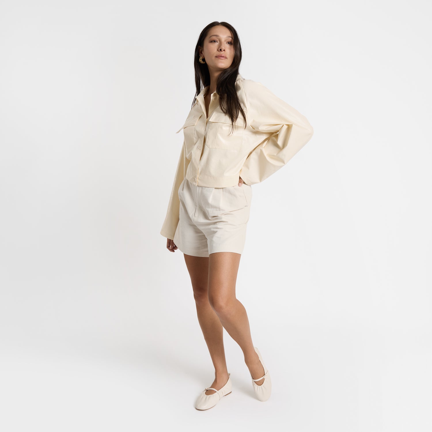 Xyla Flat | Ivory leather