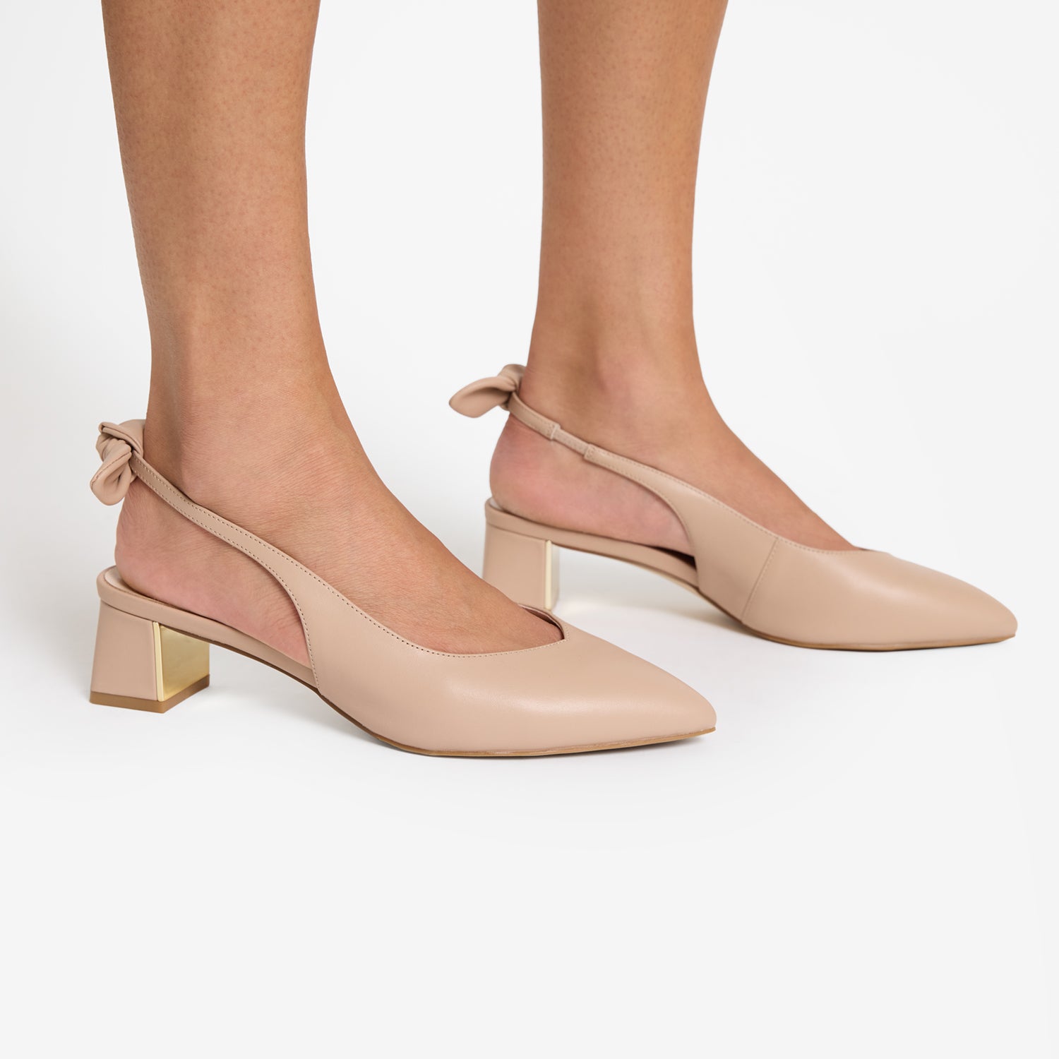 Hudson Slingback Heel | Nude leather