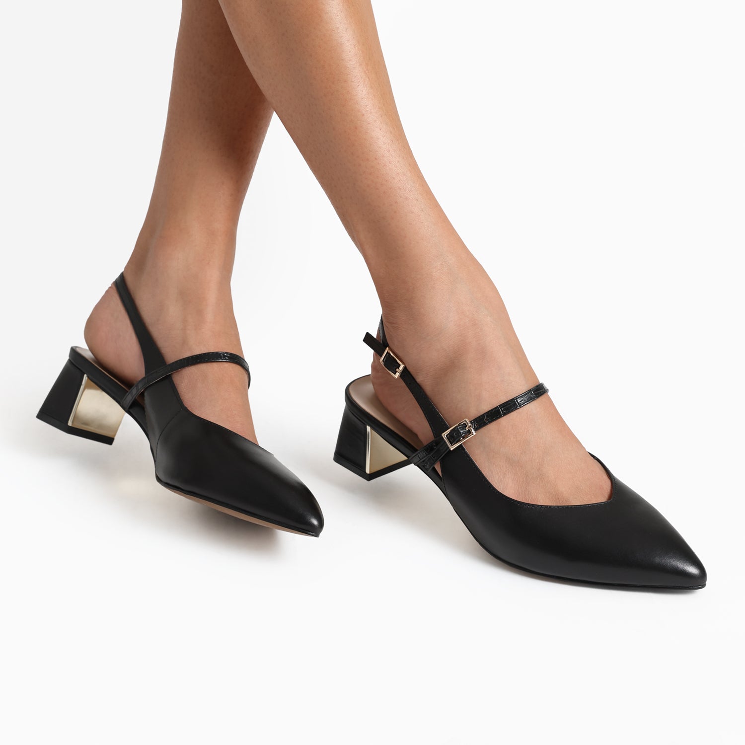 Harper Slingback Heel | Black leather