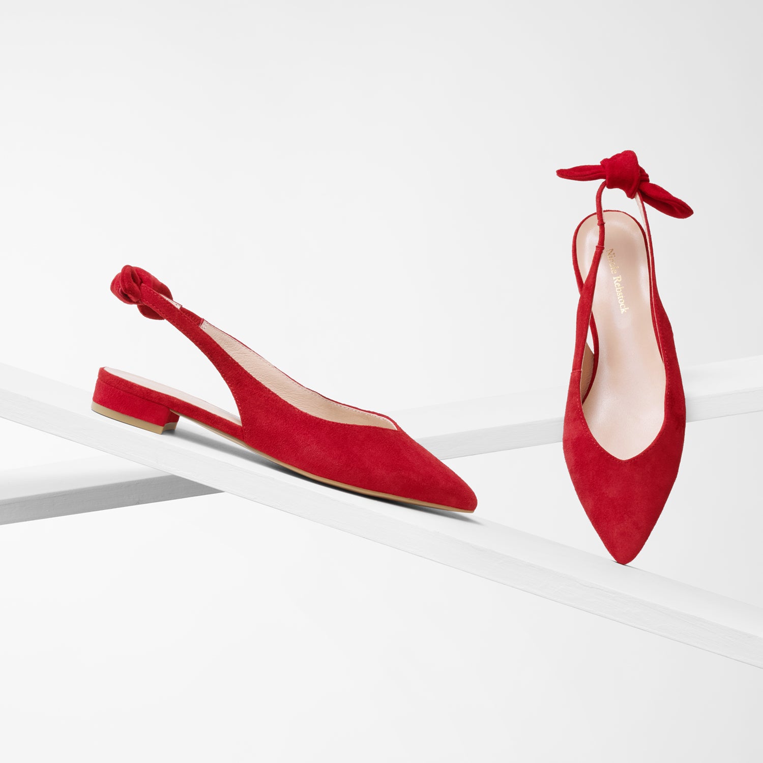 Vienna Flat Slingback | Red suede