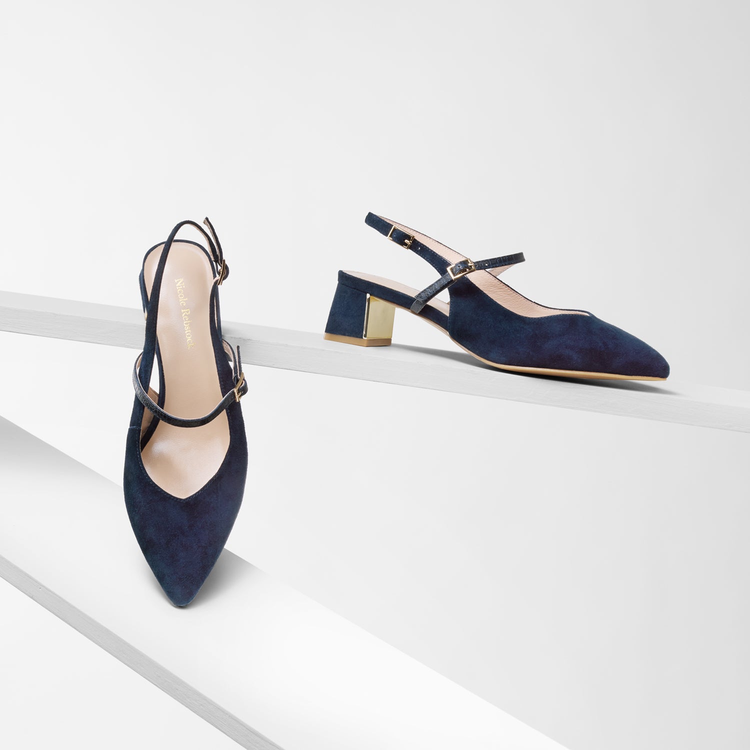 Harper Slingback Heel | Navy suede