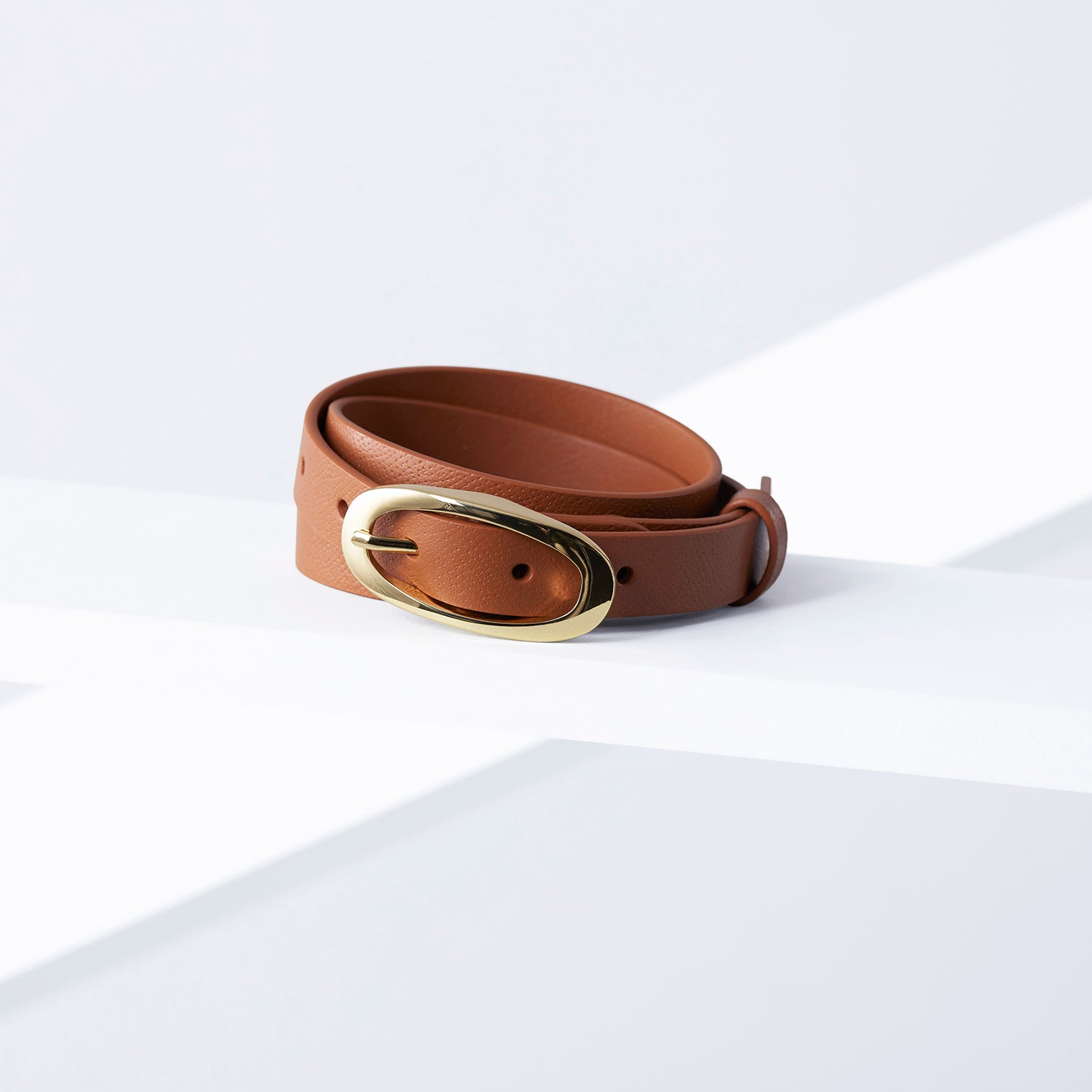 Aura Leather Belt 19mm| gold tan saffiano